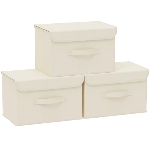 Cloth Storage Baskets with Handles,Beige 15x9.8x9.8in,3 Pack - color: Beige, size: 15x9.8x9.8in(3-pack)