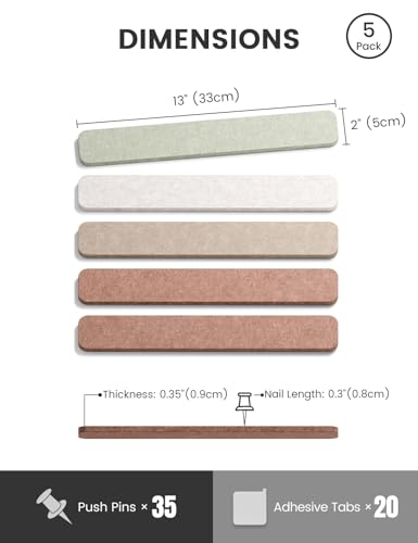 Fluxynara 13" x 2" Felt Wall Panels, Boho - color: Boho, size: 5-pack