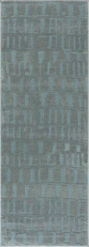 Hauteloom Galaxia Hallway, Kitchen Machine Washable Runner Rug - Modern Organic Geometric - Teal, Slate Blue, Dark Gray, Turquoise - 2'7" x 7'3" - color: Teal, Dark Gray, Turquoise / Dragan, size: 2'7" x 7'3" (Runner)