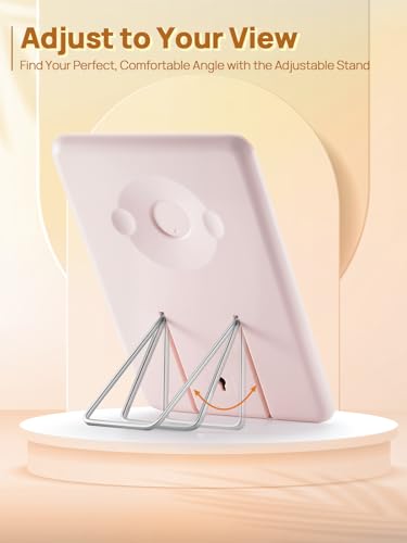 OMIRO 10 x 7 in Desk Makeup Mirror with Stand and Hanging Hole, Pink - color: Pink, size: 10"L x 7"W