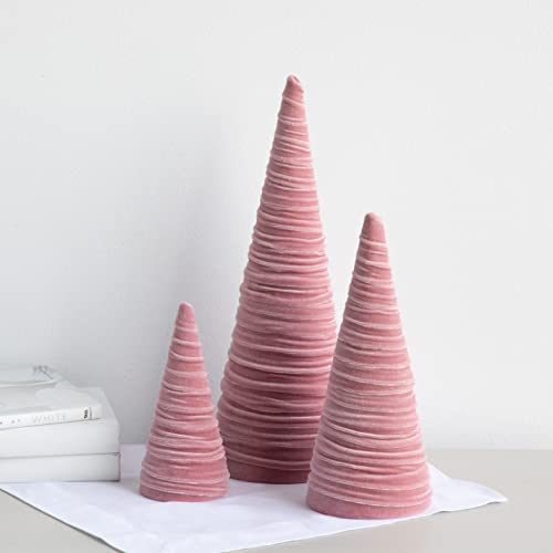 Your Heart's Content Blush Velvet Trees Set of 3 (Blush) - color: Blush