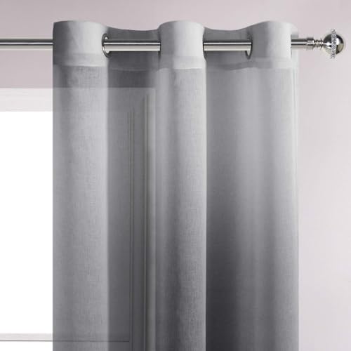 DWCN Black Ombre Sheer Curtains 84 Inches Long for Living Room 2 Panels Set - color: Black, size: 42"W x 84"L (Pack of 2)