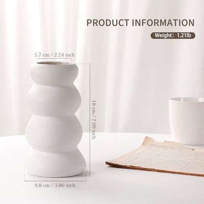 BosilunLife Ceramic Vase with Stacked Bubble Design - color: Unglazed White