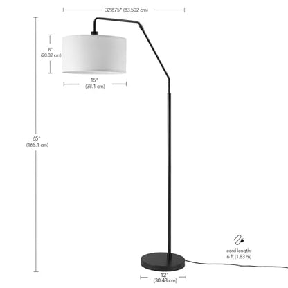 Globe Electric 65" Matte Black Floor Lamp with White Fabric Shade - color: Matte Black, White Shade (65")