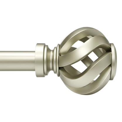 Ycolnaefllr Nickel Twisted Cage Curtain Rod, Heavy Duty Adjustable 48-84" - color: Brushed Nickel, size: 16-96"