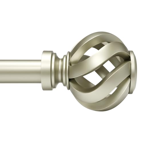 Ycolnaefllr Nickel Twisted Cage Curtain Rod, Heavy Duty Adjustable 66-120" - color: Brushed Nickel, size: 16-126"