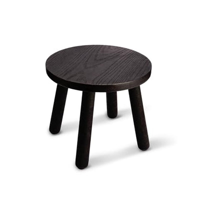 Round Solid Wooden Stool,Plant Stand,Step Stool,Black,10" H - color: Black, size: 10inch
