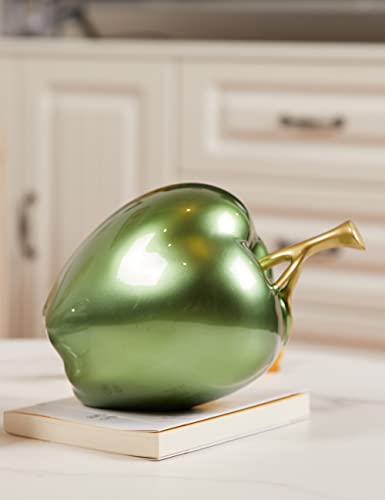 Apple Statue Fruit Sculpture Modern Decor Home Gift 7.0 Inch - color: Green