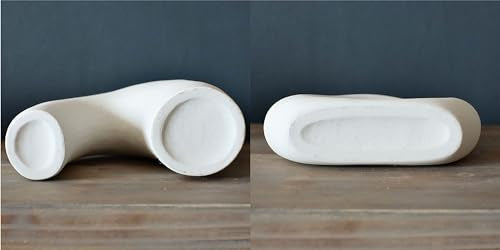 Carrot's Den Ceramic Modern Vase Set of 2, Donut Shelf Decor, Warm White - color: Warm White