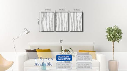 Large Framed Birch Tree Wall Art, Gray Abstract Forest Prints, 16"x24"x3 - color: gray, size: 16" X 24" X 3pcs Framed