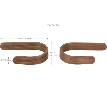 2 x Waveply Wood Curtain Holdbacks Plywood Drapery U Shaped Hook Tiebacks for Wall (Walnut) - color: Walnut