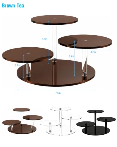 3-Tier Acrylic Display Riser for Lego Botanical, Figurine Stand - color: 5mm thickness- Tea Brown