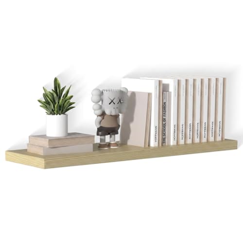 40 Inch Floating Shelf 1 Pack Large Floating Shelves for Wall No Drilling Accessories Included Deep Wall Shelves for Living Room Kitchen Farmhouse 40" W x 12" D x 1.2" Oak - color: Natural Wood, size: 40 Inch