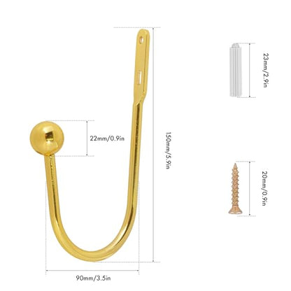 Curtain Holdback, 2 Pcs Wall Mounted Drapery Tiebacks with Screws, Gold - color: 2 Pcs, Gold