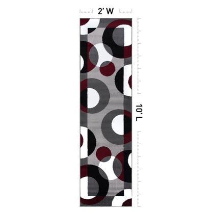Rugshop Circles Modern Non-Shedding Durable Runner Rug Burgundy 2' x 10' - size: 2' x 10' (Rectangular)