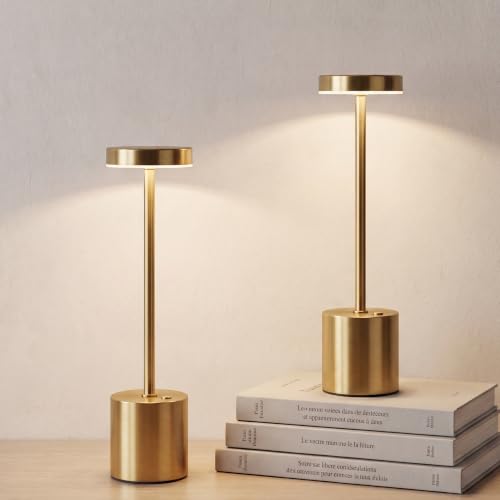 Cordless Table Lamp Set of 2, Gold Rechargeable Table Light - color: 2 Pcs Gold
