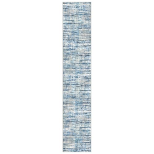 KOZYFLY Modern Washable Rug Runner 2.6x14 Hallway Runner Rug Blue Beige - color: Blue Beige, size: 2'8" x 14' (Runner)