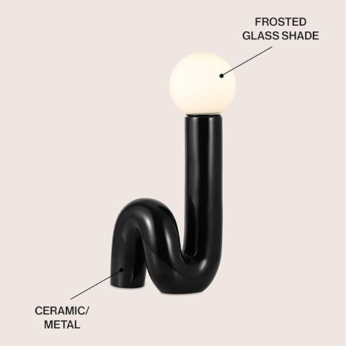 JONATHAN Y Katya 18" Scandinavian Ceramic Spiral Lamp, Black - color: Black