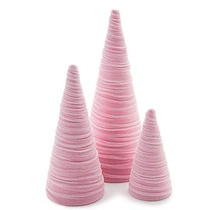 Your Heart's Content Pink Velvet Trees Set of 3 (Pink) - color: Pink