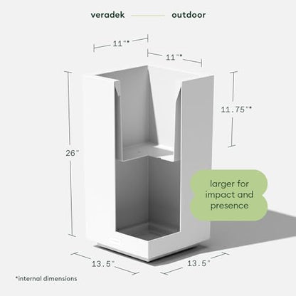 Veradek Block Series Pedestal Planter - Tall Rectangular Outdoor Planter - color: White, size: 26"H x 13.5"W