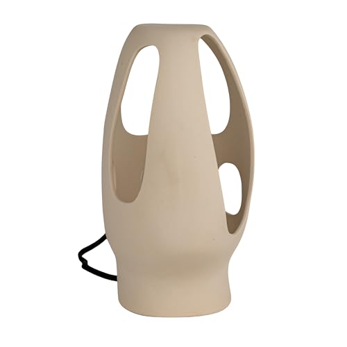 Bloomingville Ceramic Table Lamp with Cut-Outs, Volcano Finish, White