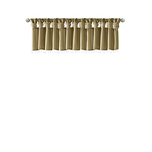 Madison Park Faux Silk Valances for Windows with Beads, 50x26 Bronze - color: Bronze, size: 50"W x 26"L (Pack of 1), style: Valance
