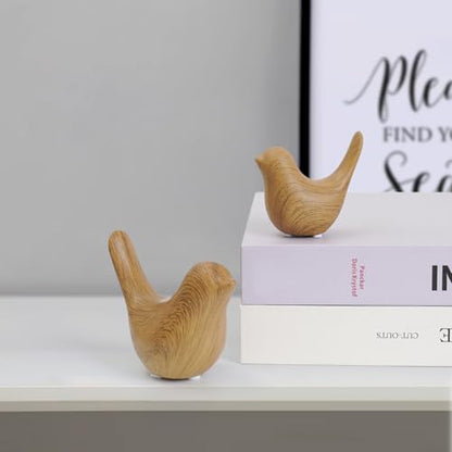 Notakia Wood Look Ceramic Bird Figurines Set of 2 Small Bird Statues - color: 2pcs Wood-look