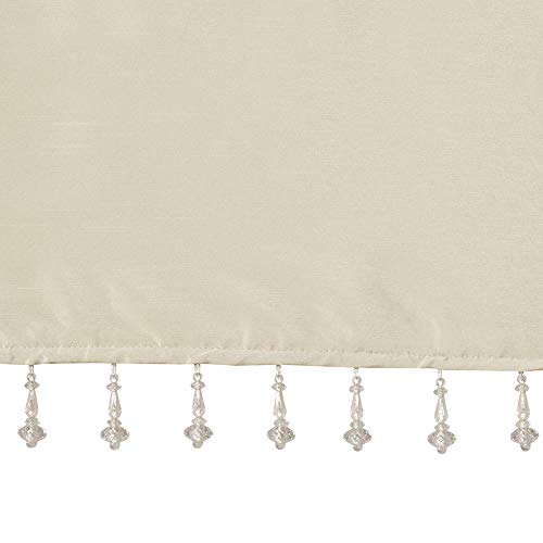 Madison Park Faux Silk Valances for Windows with Beads, 50x26 Champagne - color: Champagne, size: 50"W x 26"L (Pack of 1), style: Valance