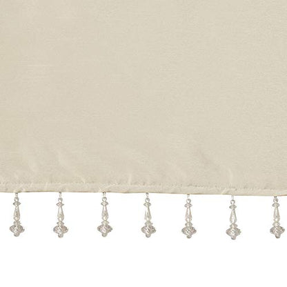 Madison Park Faux Silk Valances for Windows with Beads, 50x26 Champagne - color: Champagne, size: 50"W x 26"L (Pack of 1), style: Valance