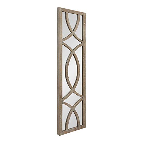 Kate and Laurel Tolland Decorative Wooden Panel Wall Mirror, 12" x 48", Rustic Brown, Farmhouse Windowpane Accent Piece - color: Brown, size: 48"L x 12"W