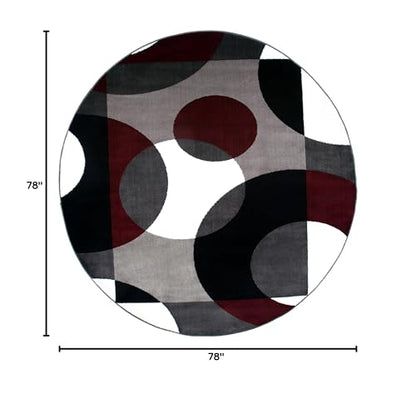Rugshop Circles Modern Soft Living Room Bedroom Round Rug Burgundy 6'6" - size: 6'6" (Round)