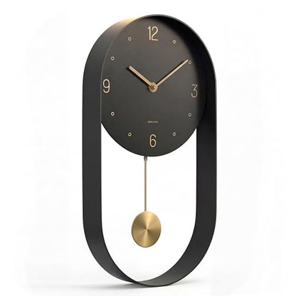 Driini Modern Pendulum Wall Clock – Small Vertical Design in Black and Gold - color: 1. Black