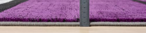 Modern 5x7 Purple Geometric Living Room Rug - Area Rugs for Living Room Dining & Bedroom - Hand Carved Runner Carpet - Durable Polyester - Non-Fade Stain-Resistant - Turkish Made - color: Purple, size: 5' x 7' (Rectangular)