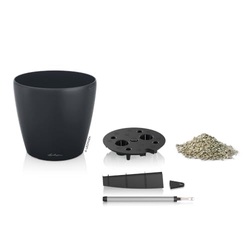 Lechuza 13244 Classico Color 43 Self-Watering Planter for Indoor and Outdoor Use, 17" x 17" x 16", Slate Matte - color: Slate Matte, style: 43