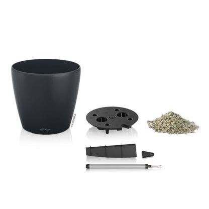 LECHUZA Classico Color 35 Slate, Self-Watering Round Planter, D13.8 H11.8 in, Slate Matt - color: Slate Matte, style: 35