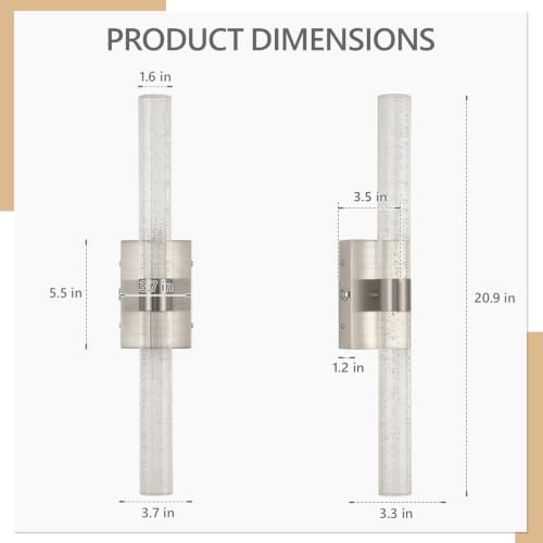 Battery Operated Wall Sconces Set of 2, 20000mAh Rechargeable Wall Light | Remote Control,3000K-6000K Dimmable LED Wireless Sconces,Brushed Nickel,20.9 Inch - color: Nickel, size: 20.9 Inch