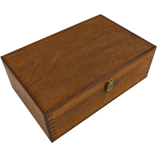 Stained Wooden Keepsake Box, Large Memory Box for Keepsakes, Decorative Storage Box for Memories, Jewelry, & Photos, Memorial Boxes for Men & Women - color: Stain Stain