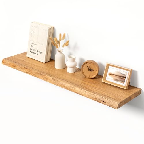 40" Live Edge Floating Shelf, Solid Elm Wood Wall Shelf - color: Artisan Natural, size: 40 Inch | 1 Pack