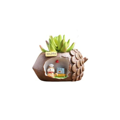 Cloud-Shaped Small Succulent Planters, 3.4''Dog Cute Plant Pots with Drainage Holes Funny Mini Resin Flower Pots for Indoor Outdoor Home Office Gifts (Pinecone) - style: Pinecone