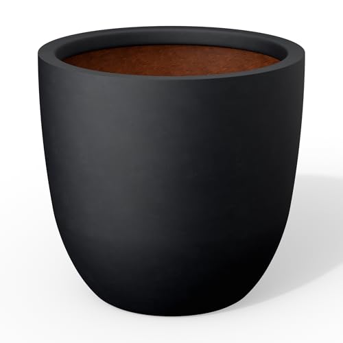 Kante Black Concrete Planter 18" Dia All-Weather Round Large Pot - color: Black, size: 18-Inch Dia