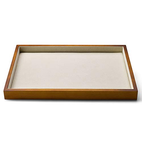 Oirlv Solid Wood Jewelry Tray,Jewelry Drawer Organizer,Watch Tray(Cream) - color: Creamy-white flat tray