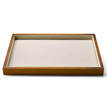 Oirlv Solid Wood Jewelry Tray,Jewelry Drawer Organizer,Watch Tray(Cream) - color: Creamy-white flat tray