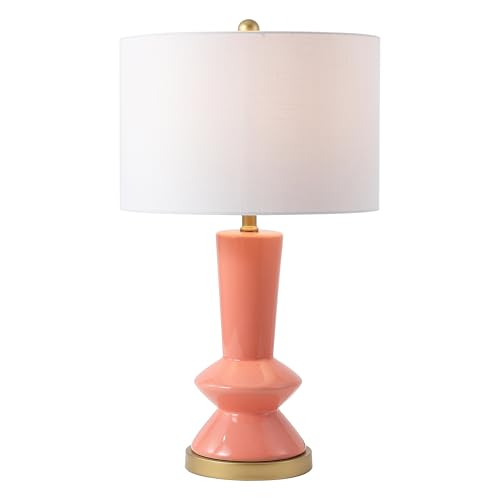 JONATHAN Y Ziggy 27" Modern Ceramic Metal Table Lamp, Coral/Gold Painting - color: Coral/Brass Gold