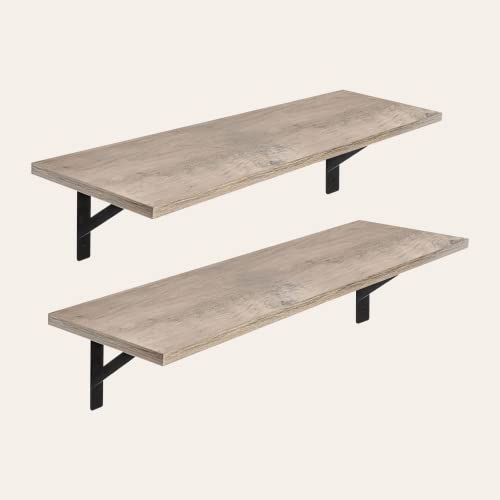 DINZI LVJ Wall Shelves, 23.6" Long Floating Shelves with Metal Brackets - color: Greige, size: 23.6 Inch