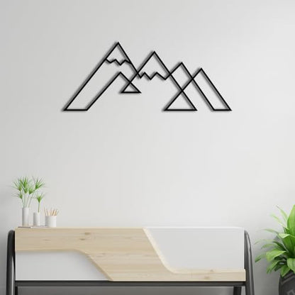 DecoSoul Mountain Metal Wall Art Decor, Large Metal Mountain Wall Art, Snowy Range View Wall Decoration, Minimalist Home Decor, Nature Decorations, Office Art, Housewarming Gift - style: Snowy Mountain