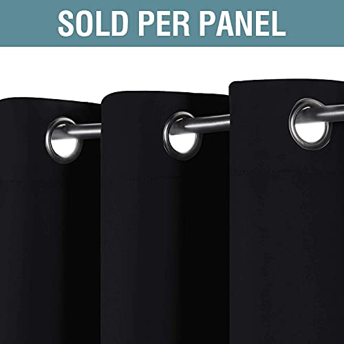 H.VERSAILTEX Blackout Curtain for Living Room Small Window Kitchen Blackout Curtains 45 inch Length Energy Saving Solid Grommet Blackout Drape, One Panel, Jet Black, 52" W x 45" L - color: Jet Black, size: 52"W x 45"L (Pack of 1)