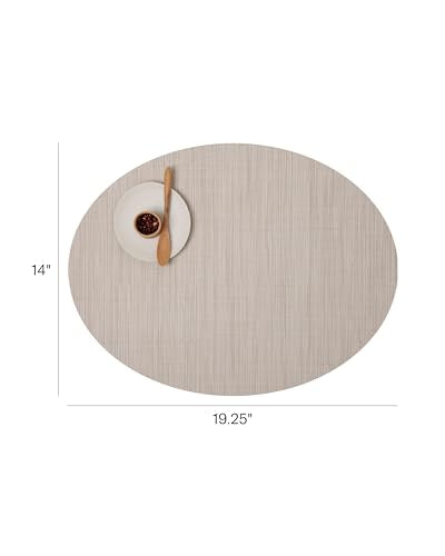 Chilewich Bamboo Placemats Set of 4, Woven Oval Placemats - color: Chino, size: 14"x19.25"