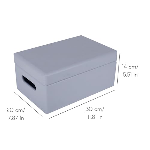Creative Deco Large Gray Wooden Box Storage with Hinged Lid - color: Gray, size: L | Handles