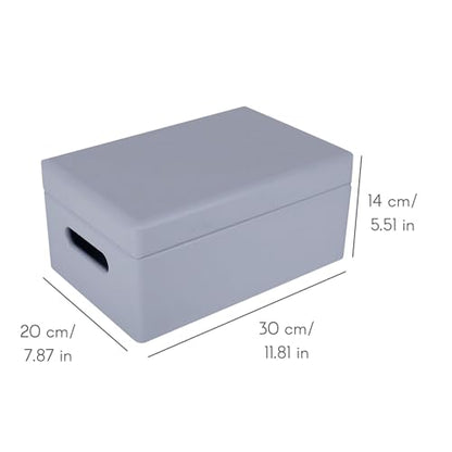 Creative Deco Large Gray Wooden Box Storage with Hinged Lid - color: Gray, size: L | Handles