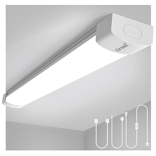 Airand Ceiling Lights LED Plug in 2ft Flushmount LED Tube Light 5000K Linkable Garage Light Fixture 18W Wraparound Ceiling Lamp Utility Shop Light Corded Under Cabinet Light with ON/Off Switch - size: 2FT/1PCS